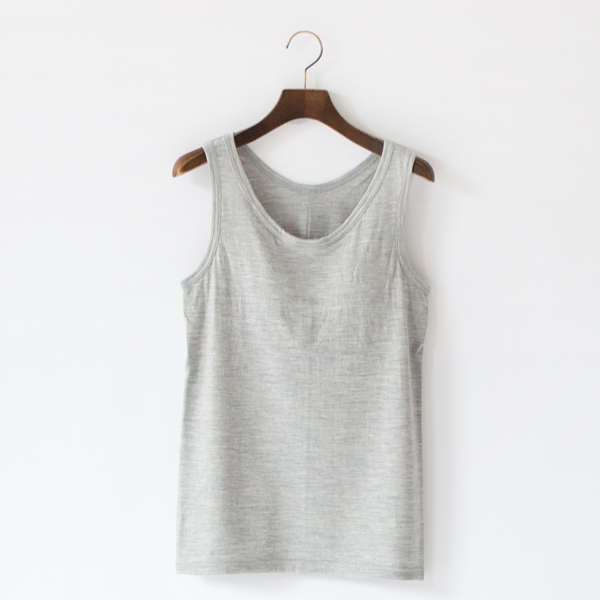 Super100’s ウール天竺パッド入りタンクトップ(L.GREY)