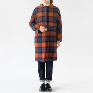 ミュール紡 ノーカラーラグランチェックコート／ZUTTO（ズット）｜愛着