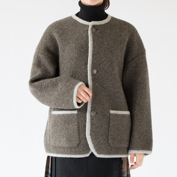 チロリアンジャケット ROUNDNECK OVERSIZE(LODEN GREEN/SILVER、身長162cm)