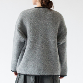 【美品】STAPF ウールカーディガン チロリアンジャケット 48グレー チロリアンジャケット ROUNDNECK OVERSIZE／STAPF（シュタップ