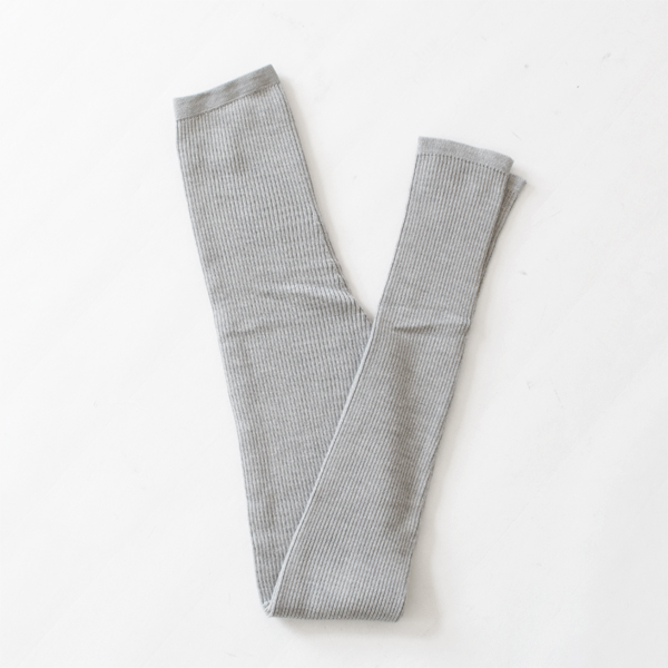 あしをつつむ リブ編みレギンス ウールシルク(LIGHT GREY)