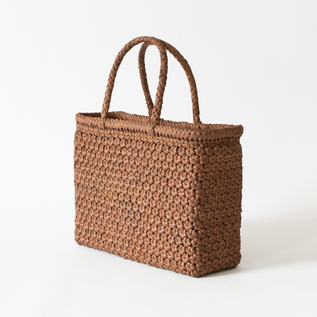 山ぶどうかごバッグ 六枚織花結び編み レザーハンドル付き／宮本工芸