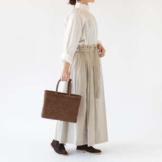 山ぶどうかごバッグ 六枚織花結び編み レザーハンドル付き／宮本工芸