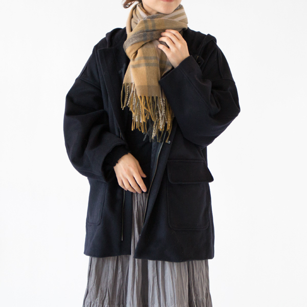 カシミヤ チェック ストール(TARTAN CAMEL)