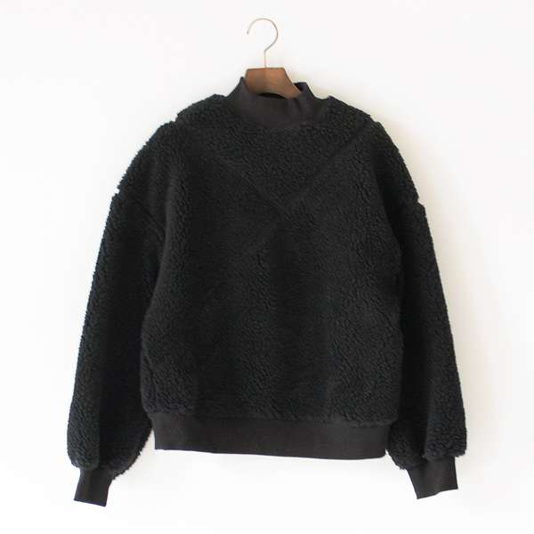 ウールシープボア モックネック切替プルオーバー (BLACK)