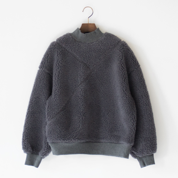 ウールシープボア モックネック切替プルオーバー (GREY)