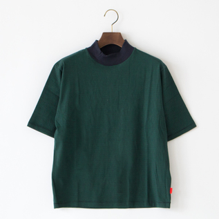 ナローボーダー モックネック半袖Tシャツ(NVY GRN) ナローボーダー モックネック半袖Tシャツ(NVY GRN)