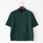 ナローボーダー　モックネック半袖Tシャツ