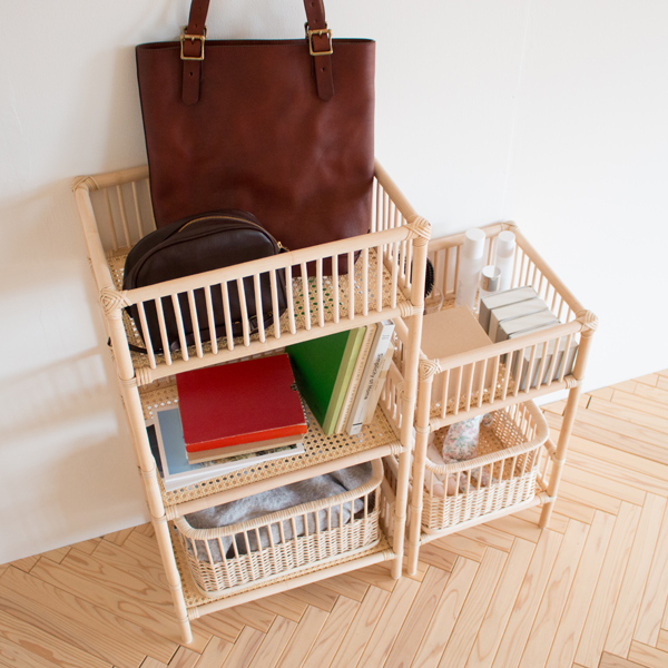 3段ランドリーバスケット(ワイド)と2段ランドリーバスケット(スリム)を組み合わせて