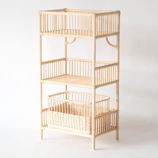 【受発注】籐 3段ランドリーバスケット(ワイド)