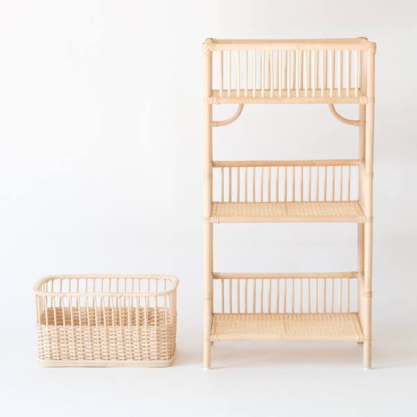 【受発注】籐 3段ランドリーバスケット(ワイド)