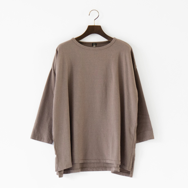 コットンリネン 九分袖 前後差オーバーサイズT(TAUPE)