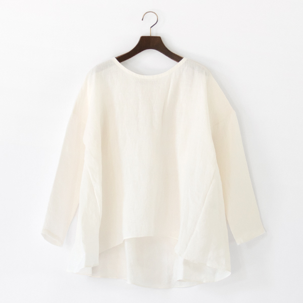 クルーネック バックギャザーシャツ(WHITE)