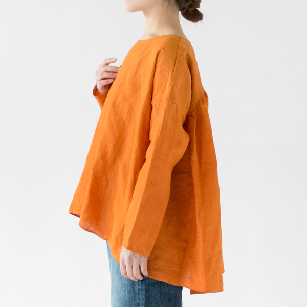 クルーネック バックギャザーシャツ(身長162cm、ORANGE)