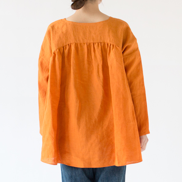 クルーネック バックギャザーシャツ(身長162cm、ORANGE)