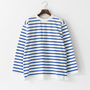 WAVE COTTON バスクニット クルーネック WHITE/BLUE