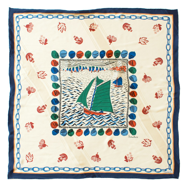 MANTERO シルクジャガードスカーフ (70×70)(CREAM)