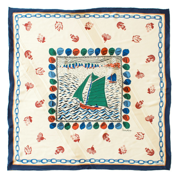 MANTERO シルクジャガードスカーフ (70×70)(CREAM)