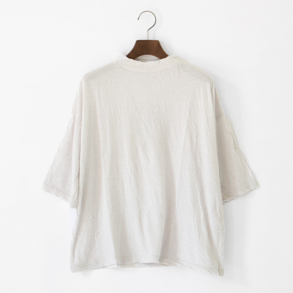 Cotton Silk Soft 天竺 モックネックTシャツ(VINTAGE WHITE)