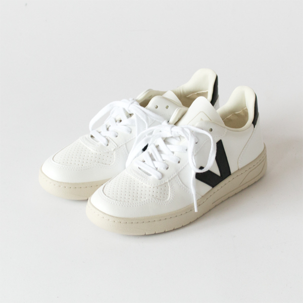 レザースニーカー V-10 WHITE BLACK