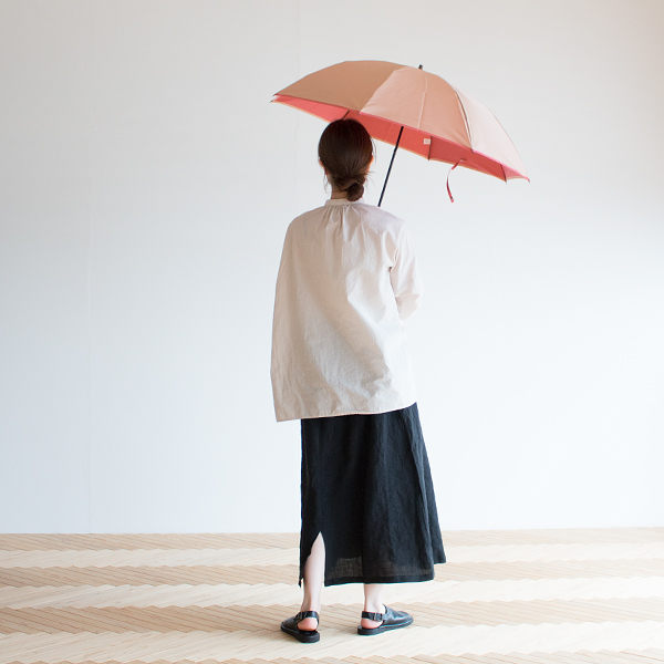 甲州織 晴雨兼用折りたたみ傘 かさね (ベージュ/ピンク)