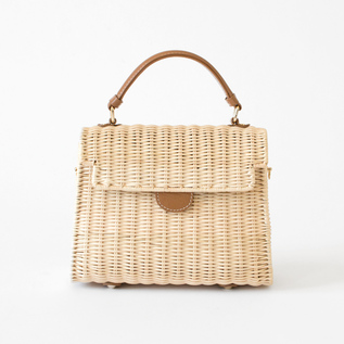 Rattan handbag leater handle 