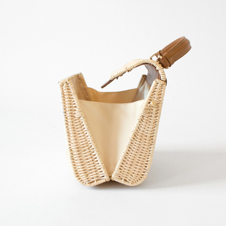 籐ハンドバッグ レザーハンドル 別注ステッチ／CANDRIA TOMMASO