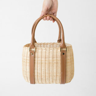 美品 Rattan Plaid Hand Bag Italy 籐 ハンドバッグ Rattan mini handbag leather handle ／CANDRIA TOMMASO / Shop ZUTTO