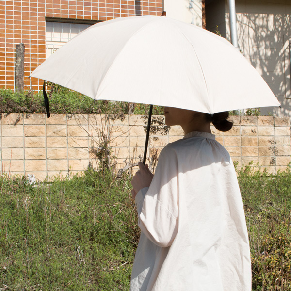 晴雨兼用折りたたみ傘 ストライプ オーガニックシェード(マスタード)