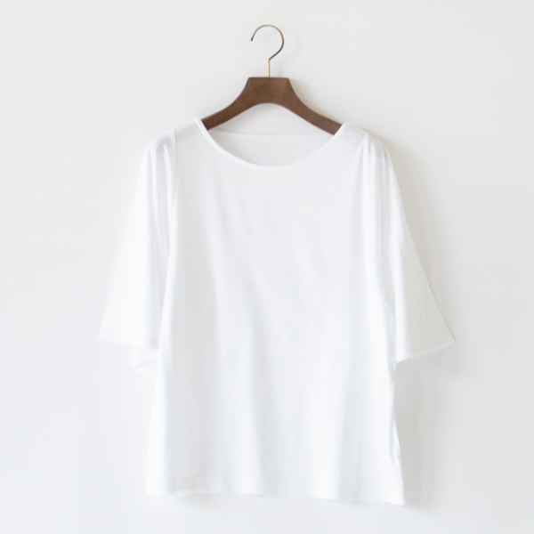 ギザコットンリヨセルスムース フレアスリーブT(WHITE)