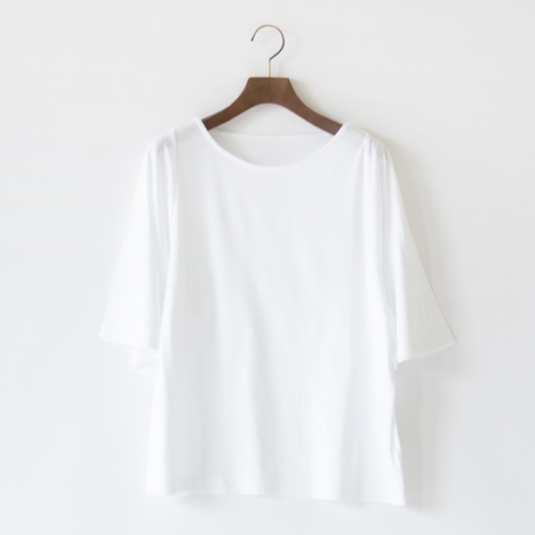 ギザコットンリヨセルスムース フレアスリーブT(WHITE)