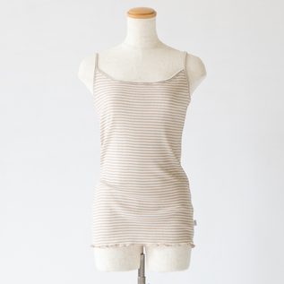 限定色ウール・シルク ボーダー キャミソール(サーモン)