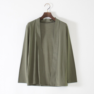 コットン強撚ソフト天竺 パッカブルカーディガン(KHAKI) コットン強撚ソフト天竺 パッカブルカーディガン(KHAKI)