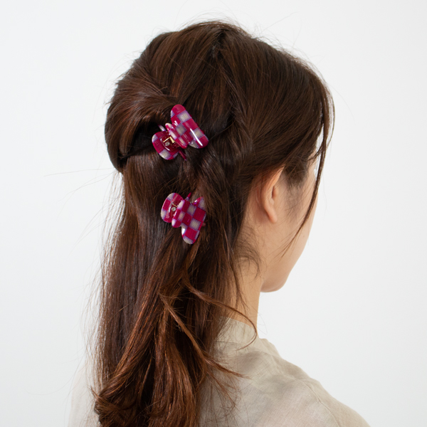 2個セットなので2つ使ったヘアアレンジも楽しめます（FUCHSIA CHECKER）