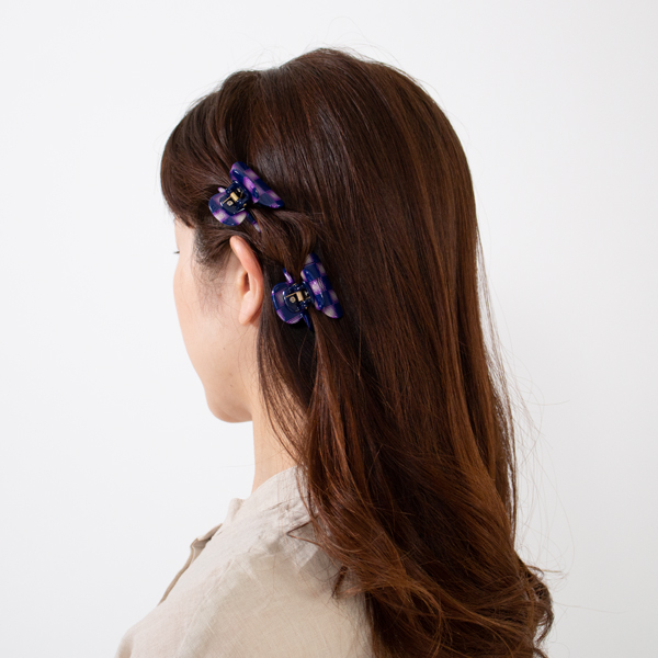 2個セットなので2つ使ったヘアアレンジも楽しめます（PURPLE CHECKER）