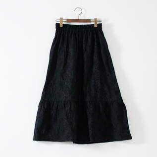 綿ローン 刺繍ティアードスカート(BLACK×BLACK) 綿ローン 刺繍ティアードスカート(BLACK×BLACK)