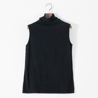 綿ベルギーリネン天竺 ハイネックノースリーブ