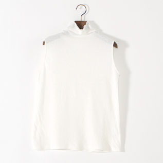 綿ベルギーリネン天竺 ハイネックノースリーブ