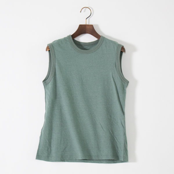 綿ベルギーリネン天竺 タンクトップ(GREEN)