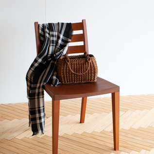 予約/別注】あけびのかご 7寸胴張畝編み レザーハンドル付き