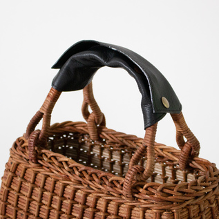 予約/別注】あけびのかご 7寸胴張畝編み レザーハンドル付き