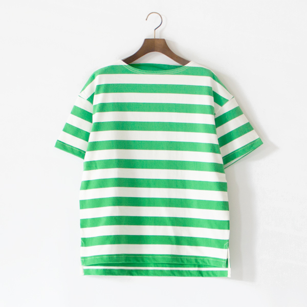 20/2 度詰ボーダー バスクシャツ(GREEN)