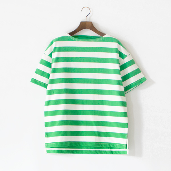 20/2 度詰ボーダー バスクシャツ(GREEN)