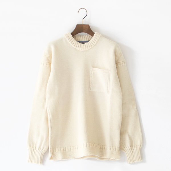 クルーネックニット ポケット付き (CREAM)