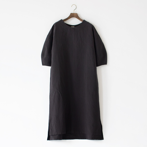 コットンペーパー ダンガリーワッシャー ワンピース(BLACK)