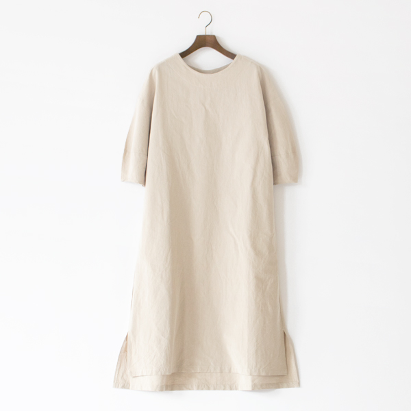コットンペーパー ダンガリーワッシャー ワンピース(BEIGE)