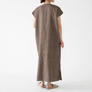 フォグリネンワーク リネンフレンチスリーブワンピース ストライプ 別注】リネンフレンチスリーブナイトシャツ／fog linen work（フォグ