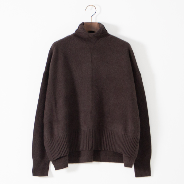 カシミヤラクーン ハイネックニットプルオーバー(D.BROWN)