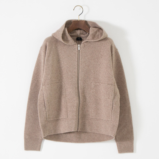 ウールヤク ニットフードカーディガン(BEIGE) ウールヤク ニットフードカーディガン(BEIGE)
