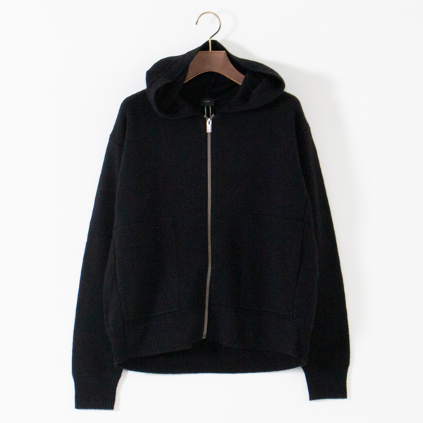 ウールヤク ニットフードカーディガン(BLACK) ウールヤク ニットフードカーディガン(BLACK)